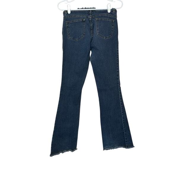 Bubblegum USA Y2K Wide Leg Flare Low Rise Frayed Jeans Size 7/8 Embroidered - Picture 2 of 10